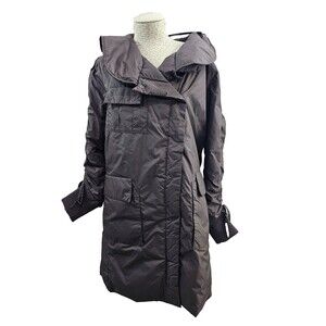 KSD Women's 12 ADD Brown Cinch Sleeve Down Insulated Parka Coat jacket $360 NEW